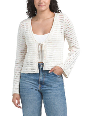 Tie Front Sweater, Nylon/Rayon | TJ Maxx