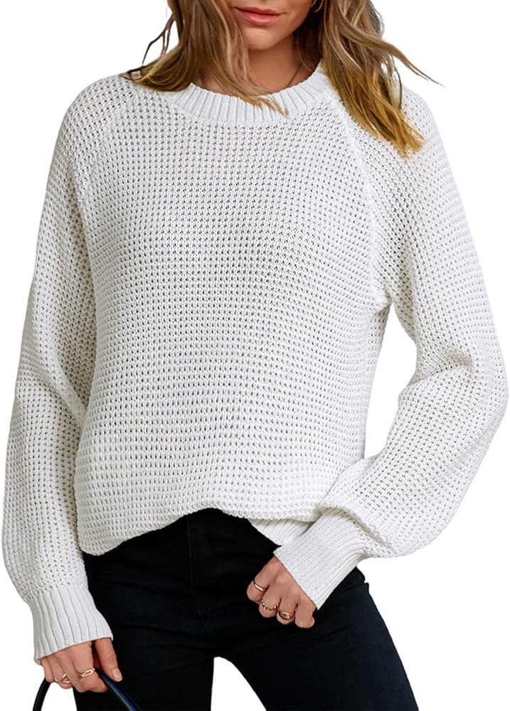 Dokotoo Womens Oversized Cozy Sweaters 2025 Long Sleeve Waffle Knit Casual Chunky Pullover Sweate... | Amazon (US)