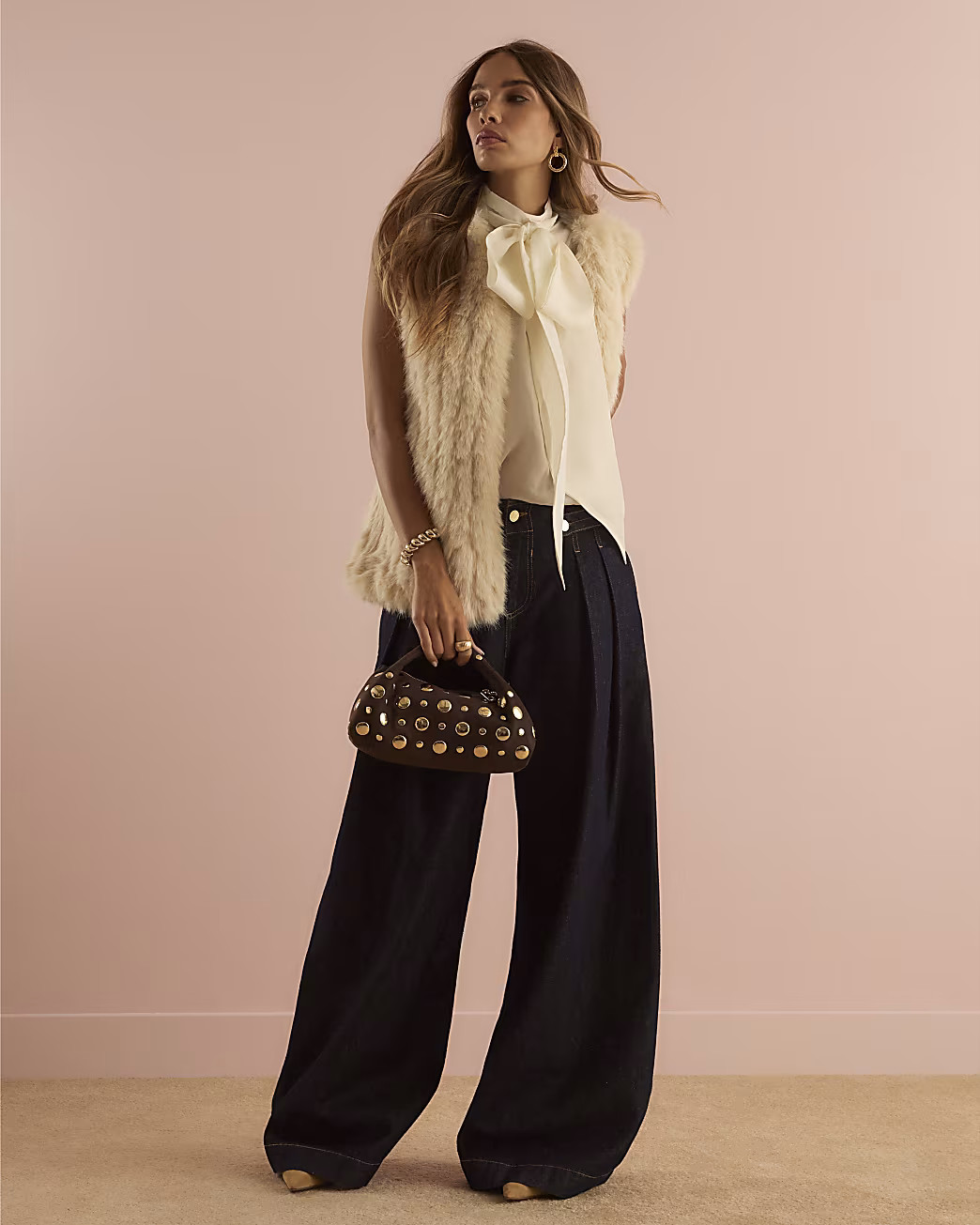 Cream Faux Fur Gilet | River Island UK & IE