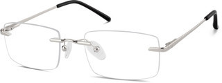 Zenni Men's Lightweight Rectangle Rimless Glasses Silver Stainless Steel Frame | Zenni Optical (US & CA)