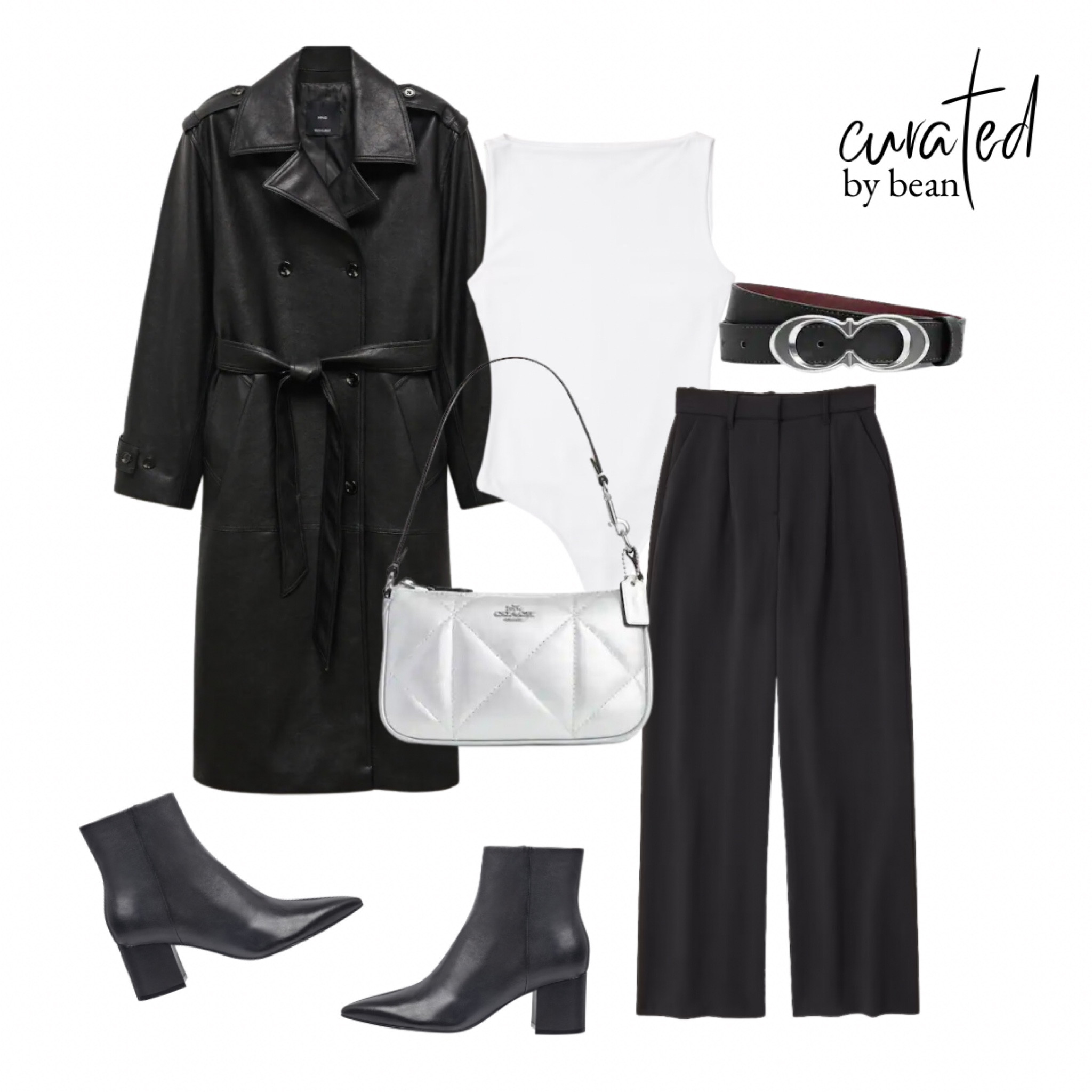 Leather trench coat. Fall fashion. Fall outfit. Trench coat. Trousers. Boots. Work outfit.

#LTKSeasonal