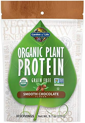 Garden of Life Organic Plant Protein Smooth Chocolate Powder, 10 Servings - Vegan, Grain Free & Glut | Amazon (US)