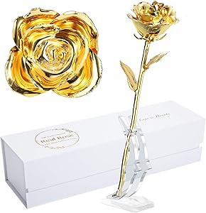 MAXSPT 24K Golden Rose, Gold Dipped Rose Made from Real Rose Best Gifts for her and Great Gifts f... | Amazon (US)