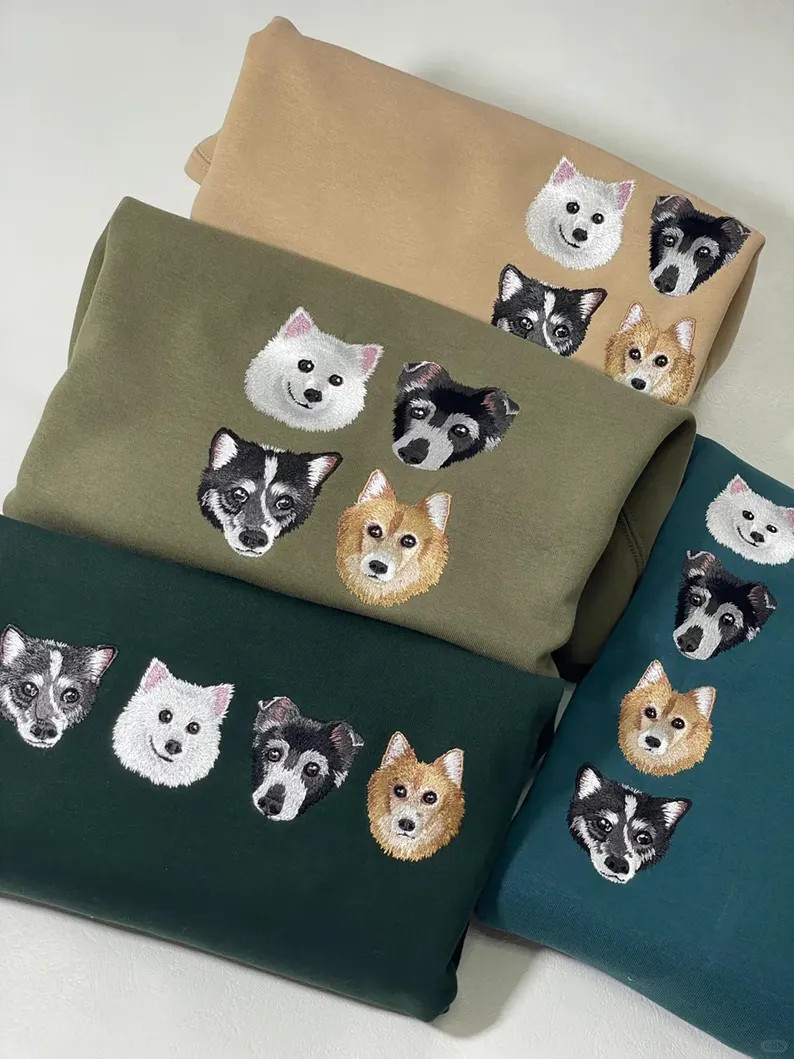 Custom Embroidered Cat Sweatshirt Personalized Cat Sweatshirt for Human Using Cat Photo Cat Portr... | Etsy (US)