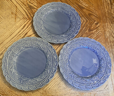SET 3 - BORDALLO PINHEIRO Blue Dinner Plates Seashell Starfish, Portugal ￼12” | eBay US