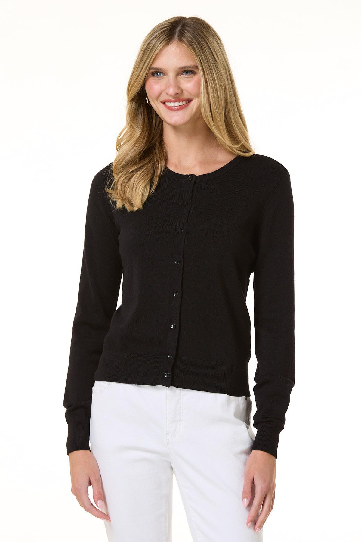 Button Down Cardigan - Black | Cato Fashions