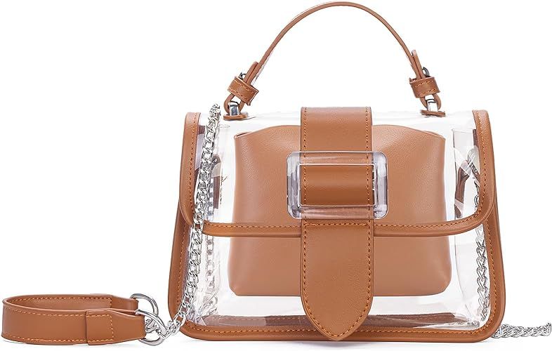 KOOIJNKO Clear Shoulder Bag Purse 2 in 1 Transparent Crossbody Bag Jelly Handbag | Amazon (US)