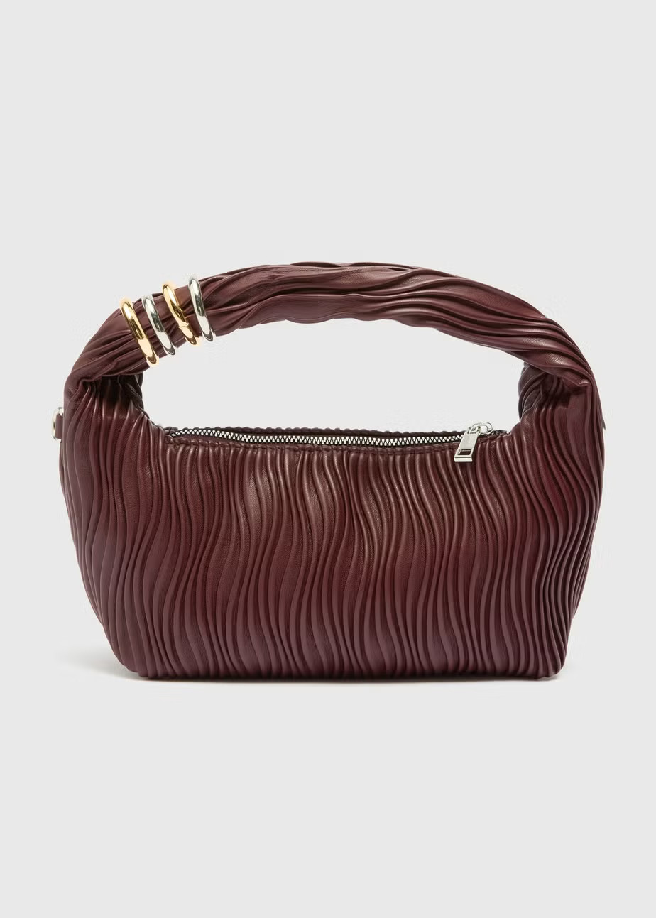 Burgundy Hardware Handbag | Matalan (UK)