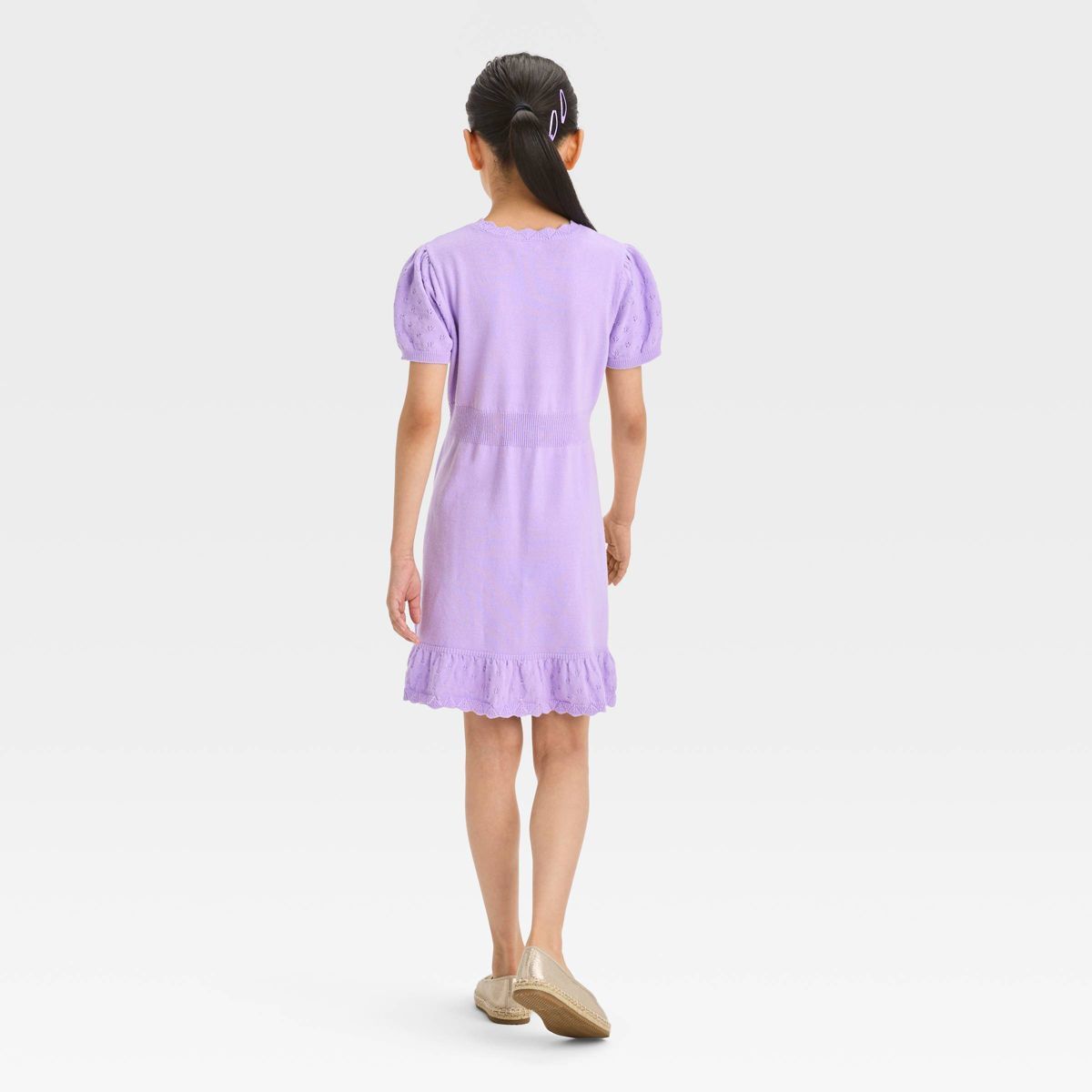 Girls' Pointelle Sweater Dress - Cat & Jack™ Lavender S | Target