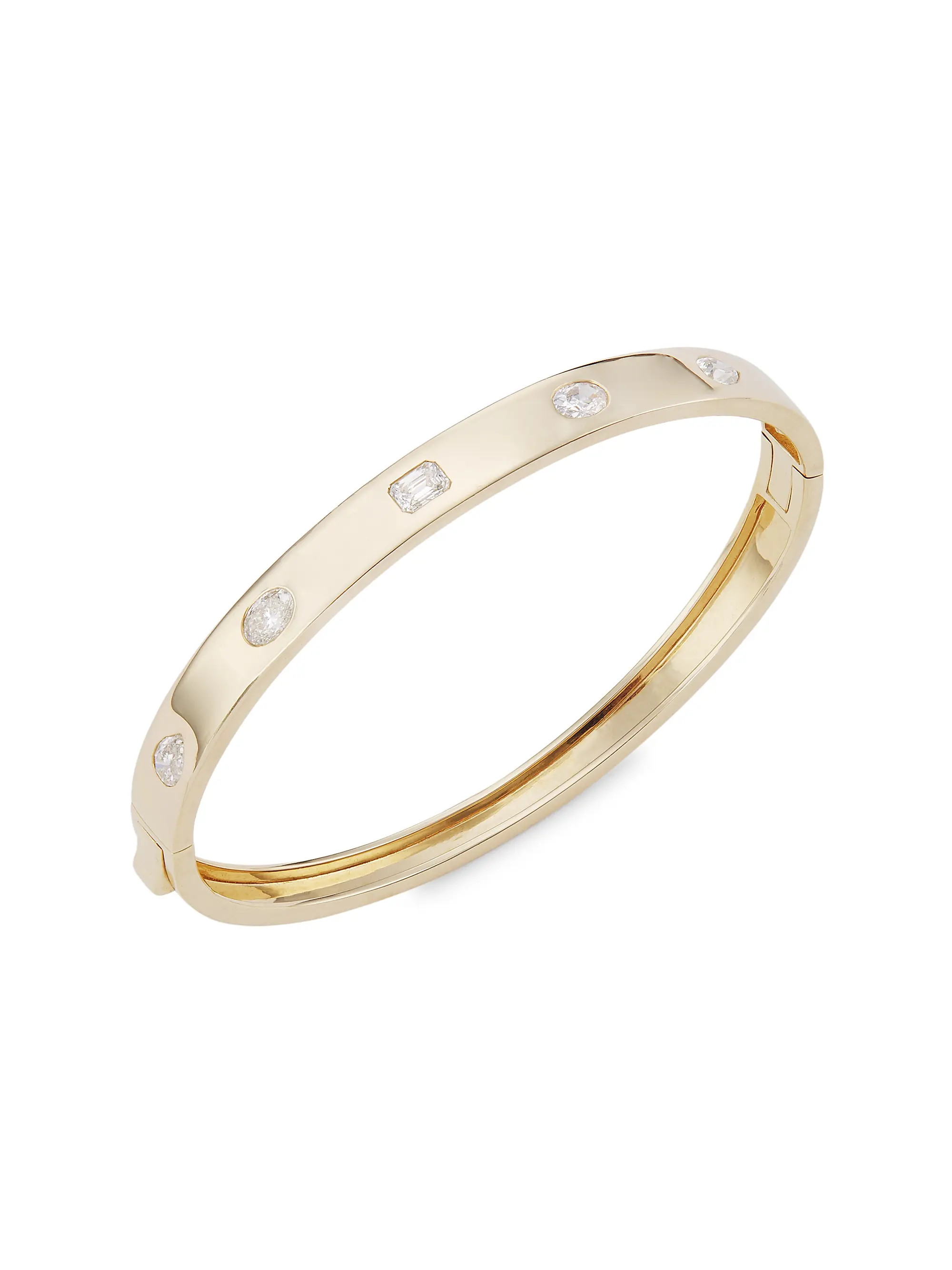 14K Gold & Multi Shape Diamond Bangle Bracelet | Saks Fifth Avenue