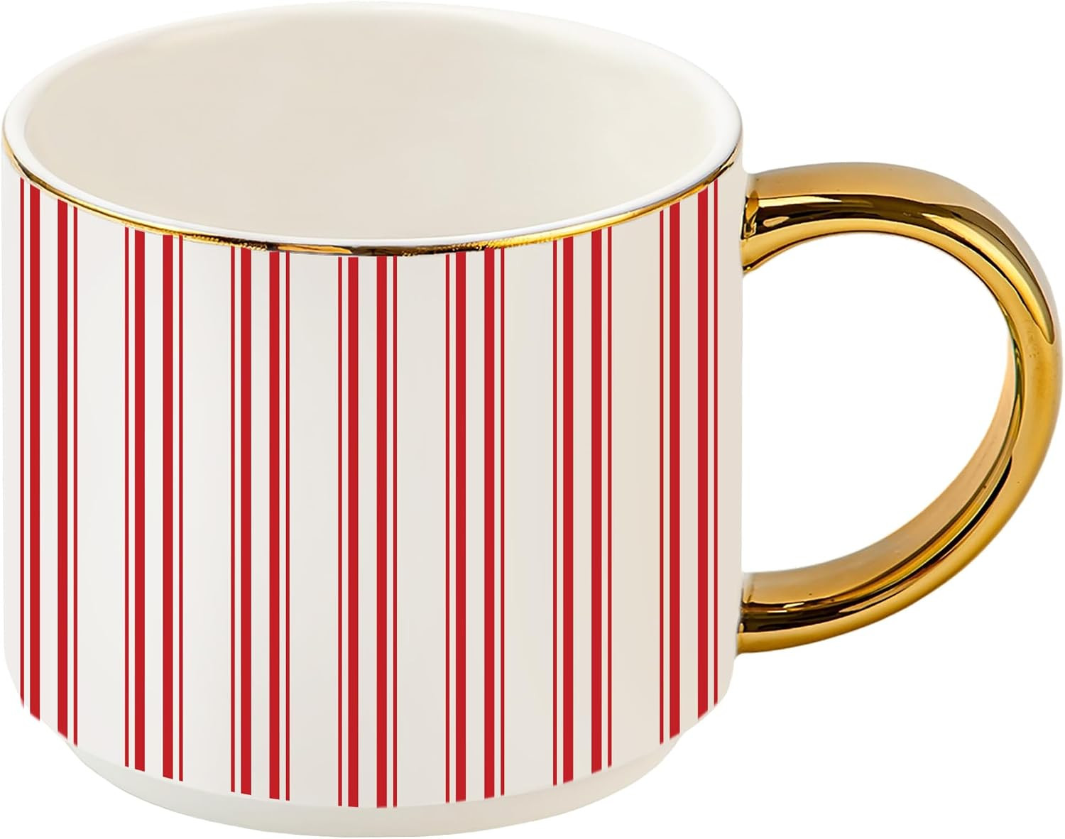 Sweet Water Decor Red Stripe Coffee Mug, 14oz China Christmas Mug with Gold Handle, Large Holiday Winter Cup for Coffee, Tea & Hot Chocolate, Stocking Stuffer Gifts for Women | Amazon (US)