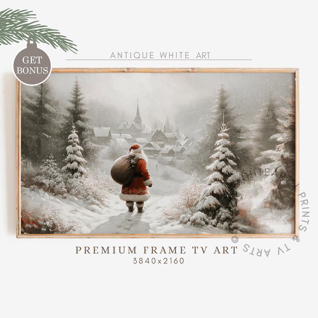 Vintage Christmas Samsung Frame TV Art Santa Claus Art for - Etsy | Etsy (US)