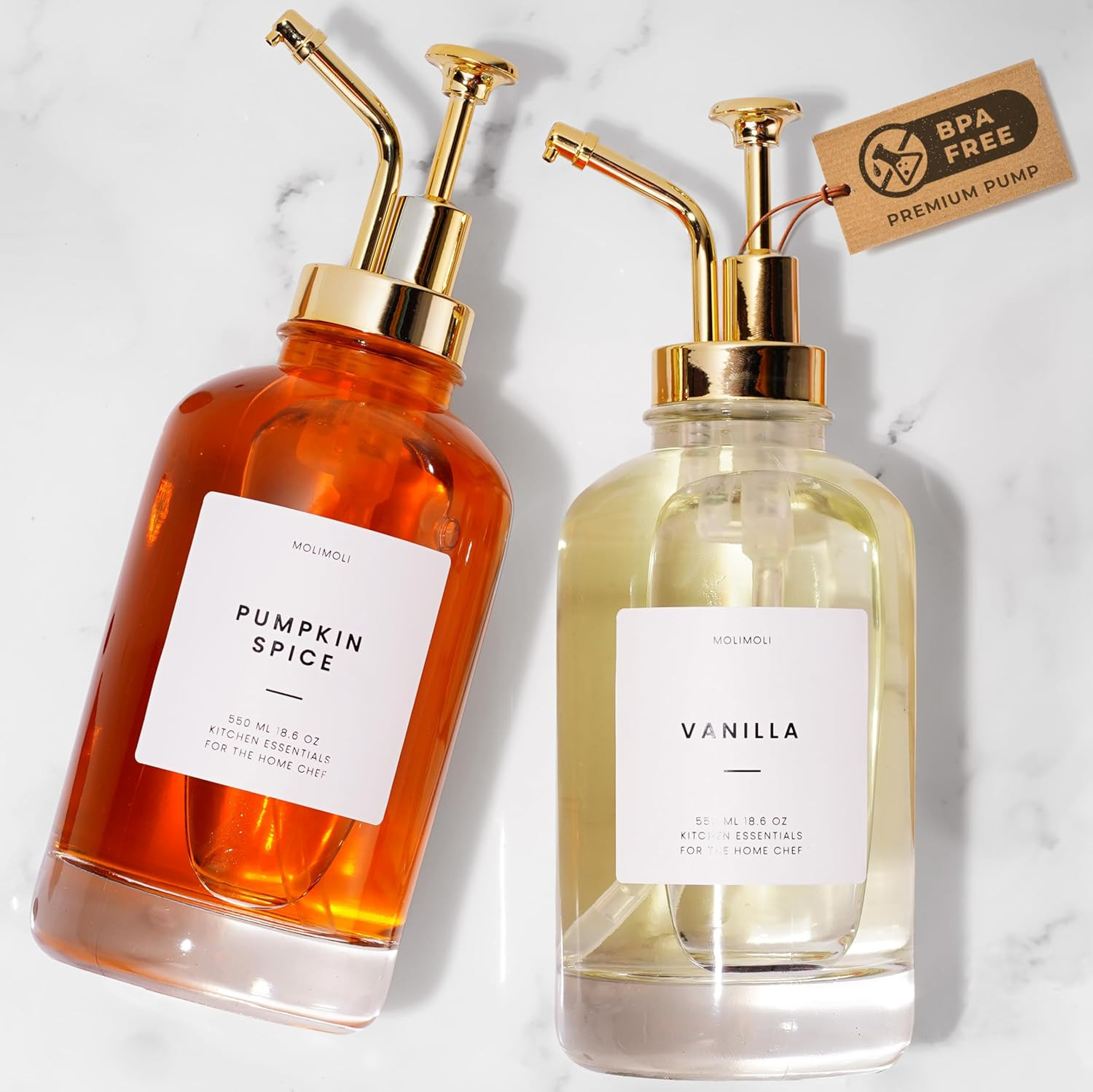 Molimoli Coffee Syrup Dispenser for Coffee Bar, Coffee Pump Dispenser, Glass Syrup Bottle w. Pump... | Amazon (US)