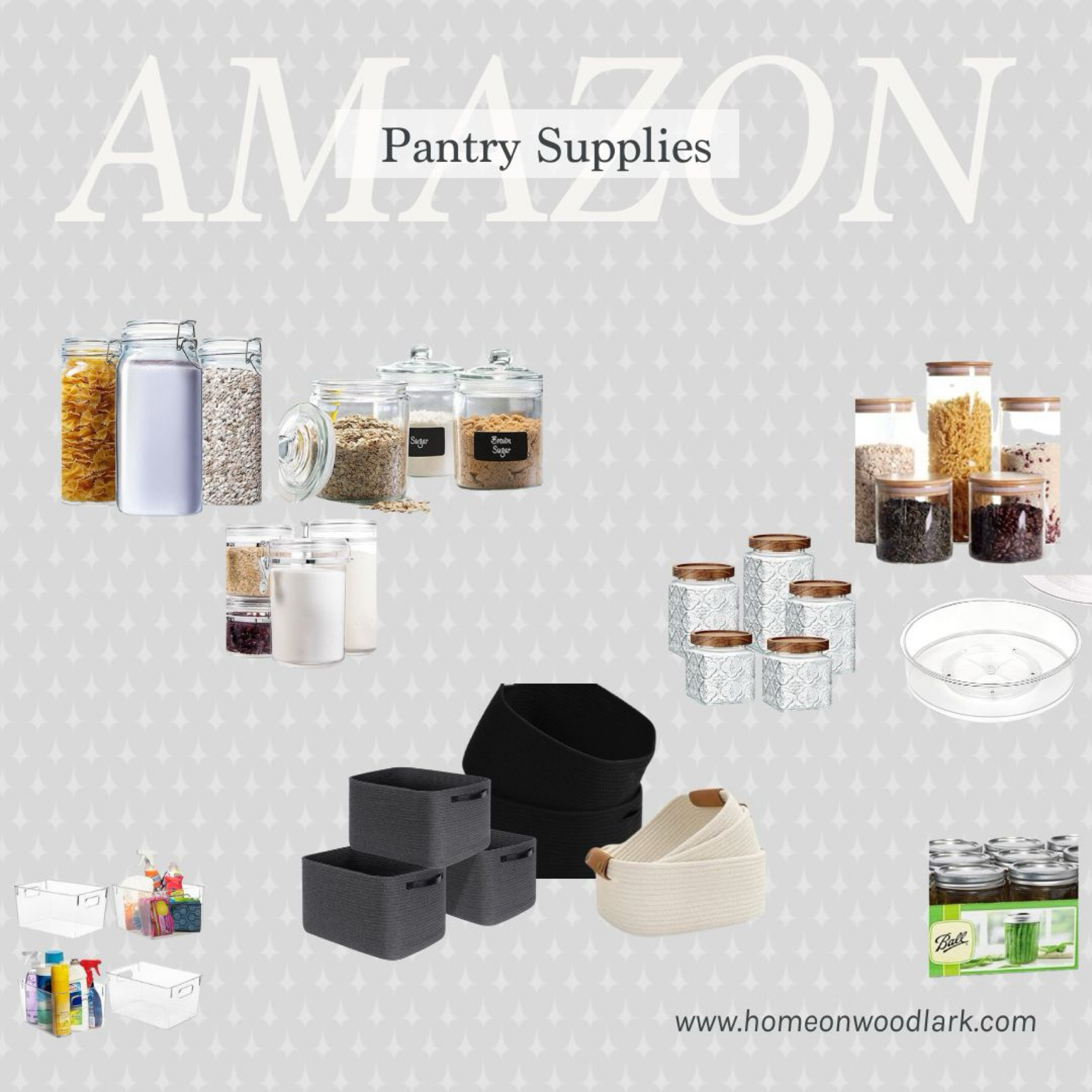 Amazon pantry storage solutions.  

Storage bins.  Storage baskets.  Clear storage glass containers.  Plastic lazy Susan.  Ball jars.  Glass Storage jars.  

#LTKhome #LTKfamily #LTKfindsunder50