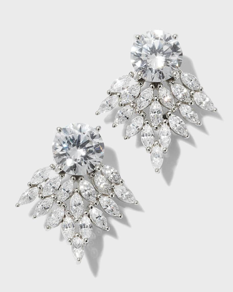 Marquise Cluster Cubic Zirconia Earrings with Round Posts, 5.0tcw | Neiman Marcus