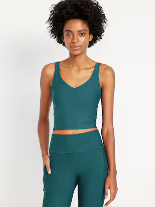 Light Support PowerSoft Rib Longline Sports Bra | Old Navy (US)