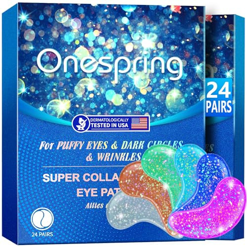 Onespring Eye Gel Pads (24 Pairs) - Under Eye Patches for Puffy Eyes, Wrinkles, Dark Circles, Natural Collagen Eye Gels, Under Eye Mask Patches for Face to Soothe Puffiness, Eye Bags | Amazon (US)