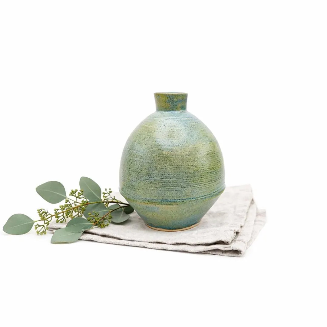 Handmade Turquoise Stoneware Vase: Blue Green Ceramic Vase, (6.5") - Etsy | Etsy (Global)