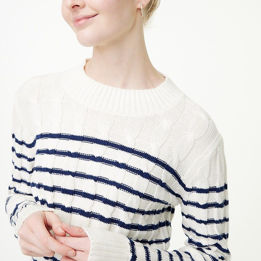 Striped cable mockneck sweater | J.Crew Factory