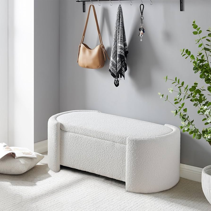 KINFFICT 43.4" Storage Ottoman Bench for Bedroom End of Bed, Upholstered Boucle Storage Bench, Mo... | Amazon (US)