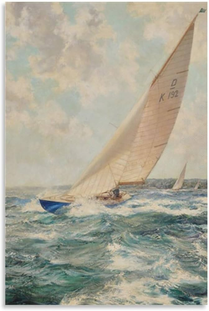 Montague Dawson Bluebottle Royal Racer Painting Poster Art Poster Canvas Painting Decor Wall Prin... | Amazon (US)