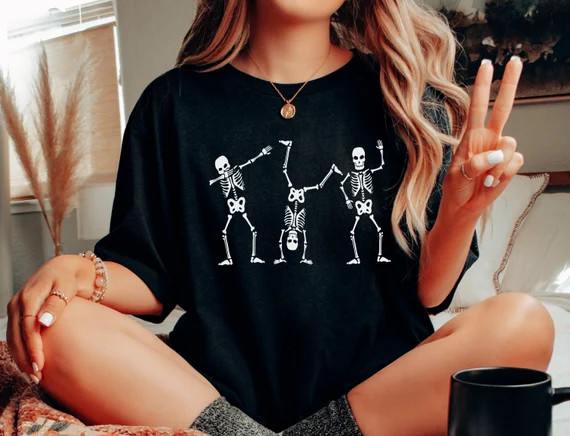 Dancing Skeleton Shirt Vintage Halloween Tee Halloween - Etsy | Etsy (US)