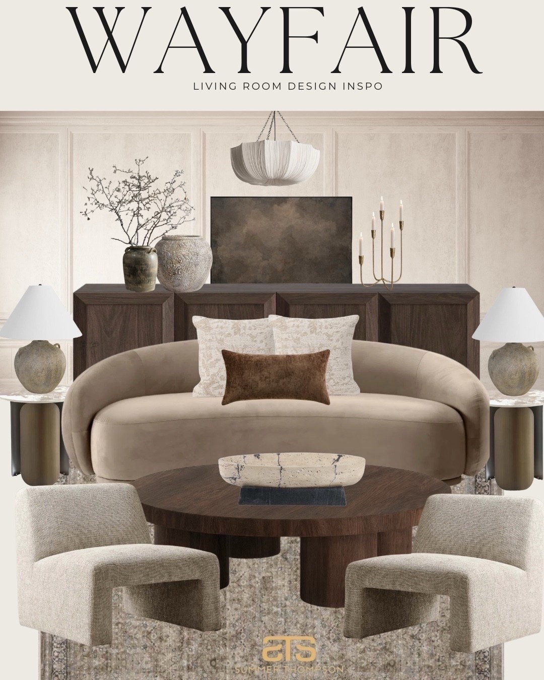 Elevated neutrals with a cozy, high‑end feel 🤎✨ This Wayfair living room design blends warm textures, sculptural lighting, and timeless furniture for a sophisticated, inviting space. Shop the full collection to bring this elevated neutral style into your home.


#ltkhome #wayfairhome #livingroominspo #neutralhomedecor #affordableluxury #wayfairfinds #cozylivingroom #modernhomestyle #homedesigninspo #chicandcozy #summerthompsonstyles


#LTKU #LTKHome #LTKdayinmylife