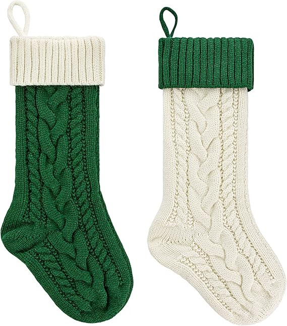 PETOX Christmas Stockings 18 Inches Large Size Cable Knitted Stocking Gift and Decorations for Ho... | Amazon (US)