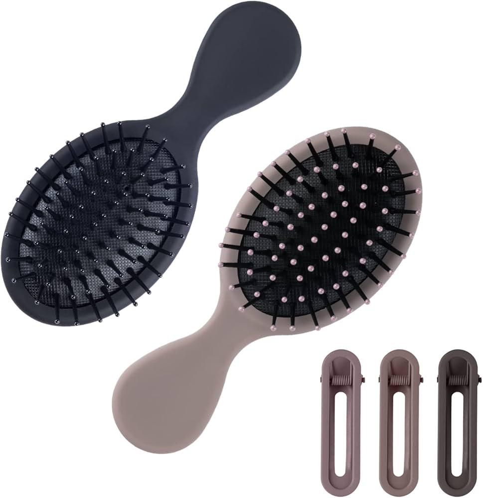 2 Pack Mini Travel Hair Brush for Girls Women Boys Men Kids, Small Detangling Hairbrush for Wet D... | Amazon (US)