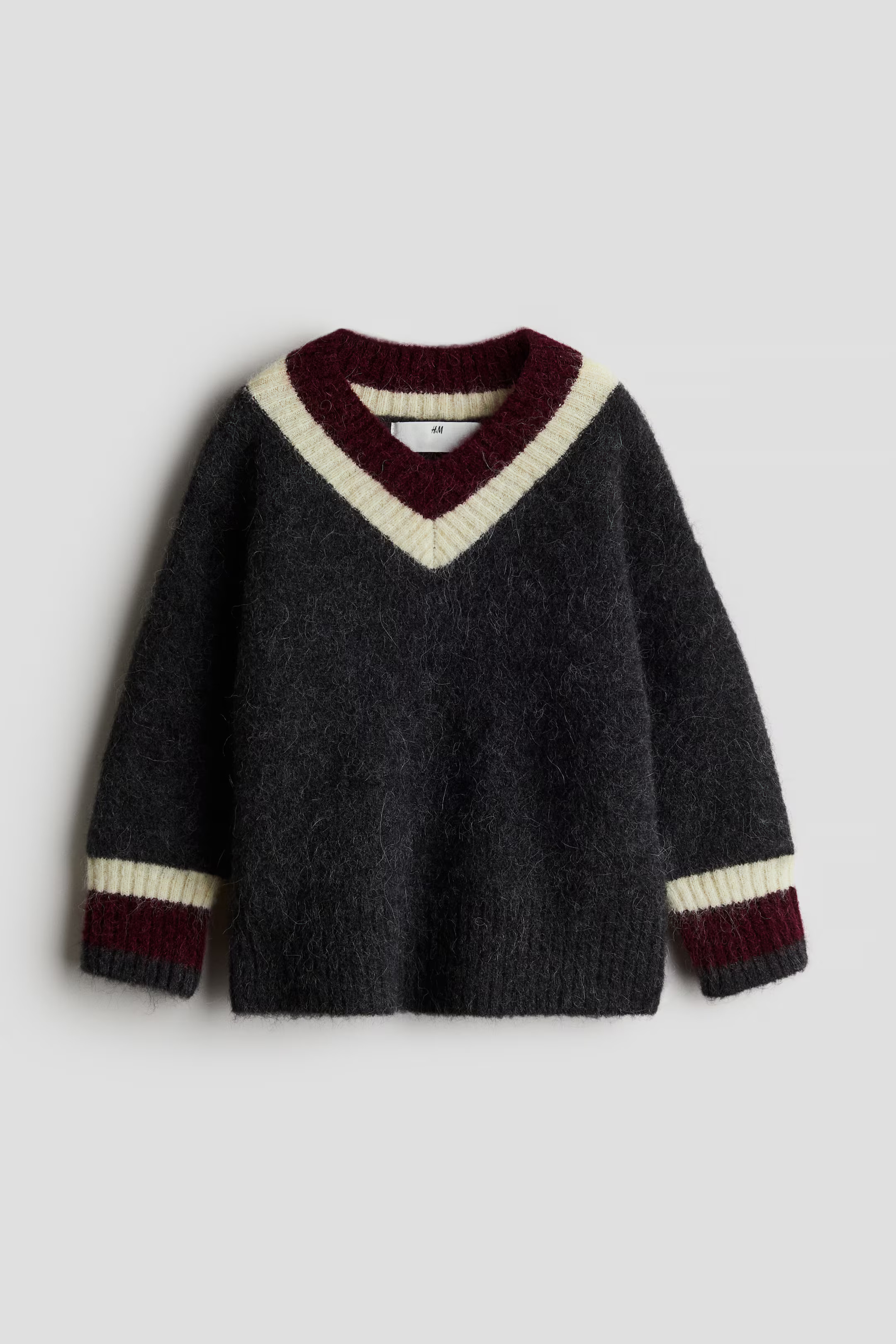 Wool-Blend Sweater - V-neck - Long sleeve - Dark gray - Kids | H&M US | H&M (US + CA)