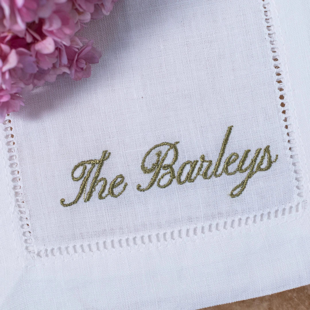 Personalized Embroidered Cocktail Napkins With Classic French Script Custom Name Set of 4, 6, 12,... | Etsy (US)