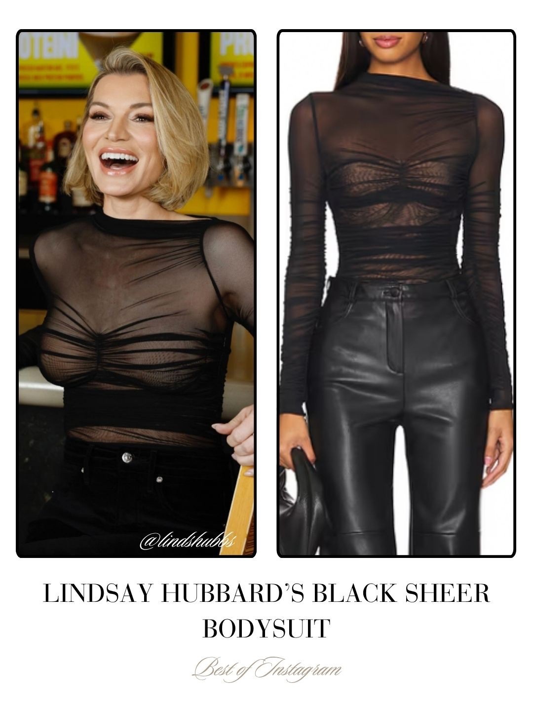 Lindsay Hubbard’s Black Sheer Bodysuit 📸 = @lindshubbs 
