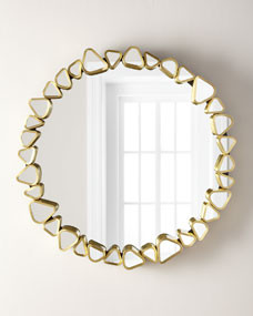 Round Mirror with Pebble Border | Horchow