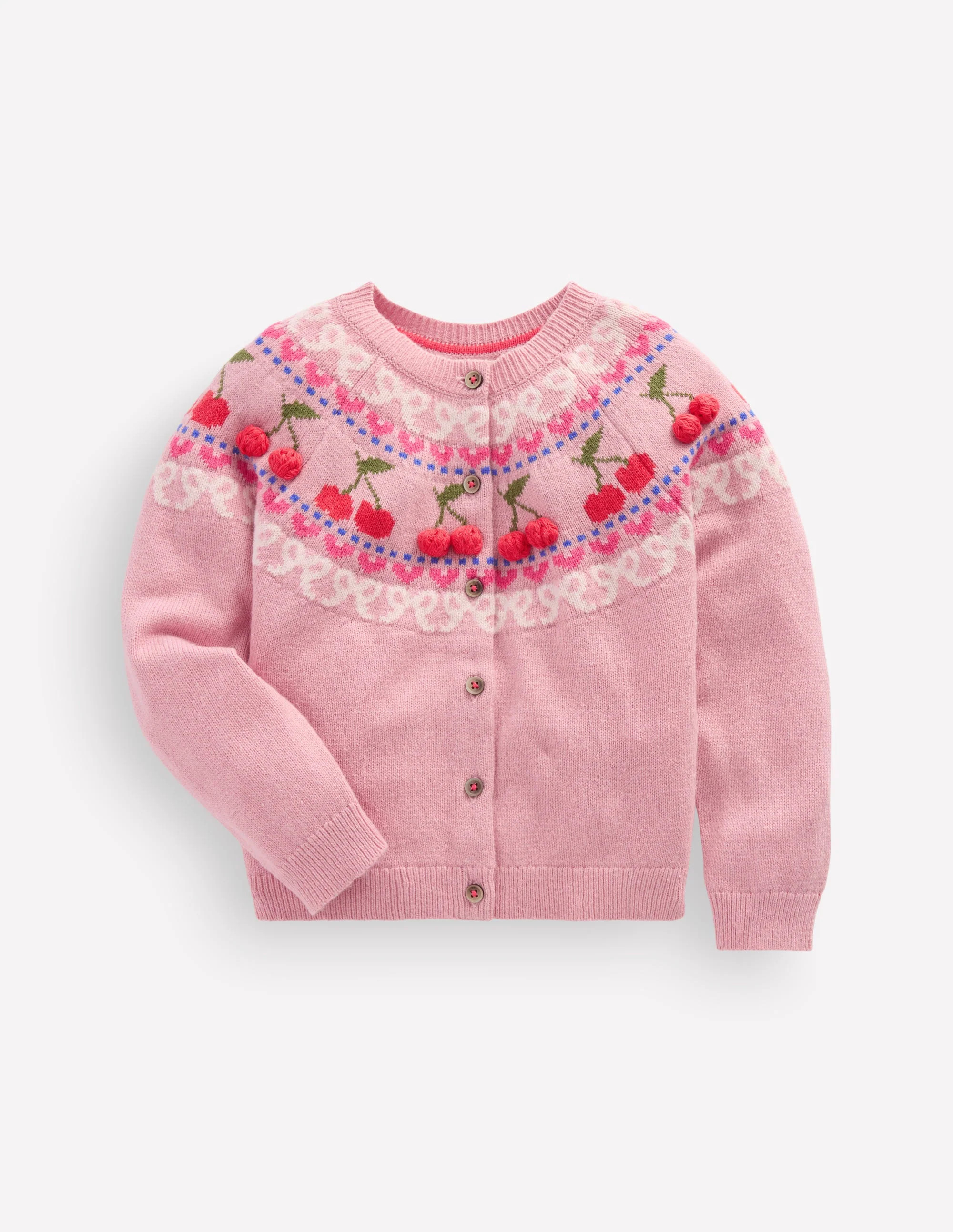 Edie Fair Isle Cardigan-Vintage Pink Marl Cherries | Boden (US)