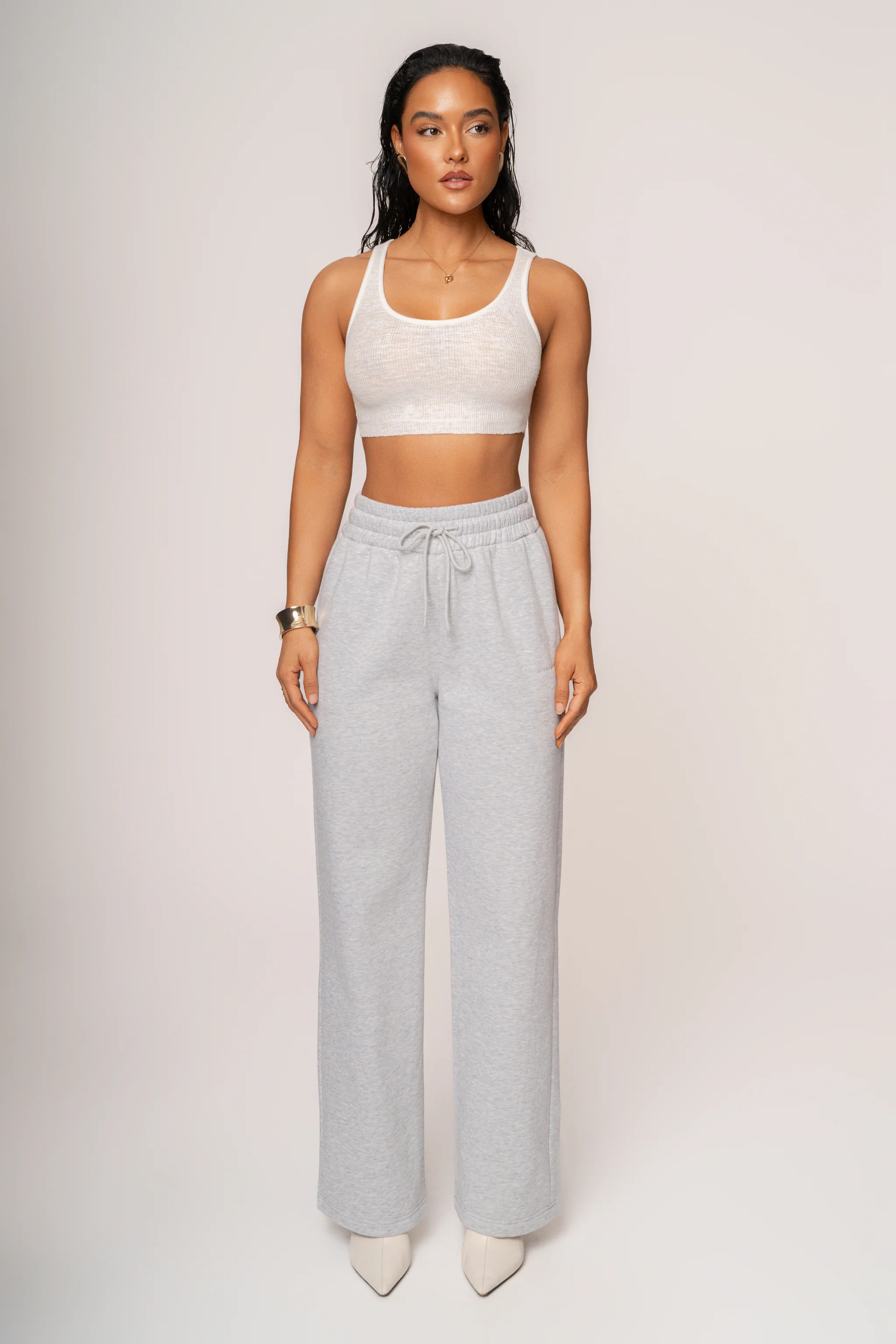 Heather Grey JLUXLABEL Logo Fleece Pants | JLUXLABEL