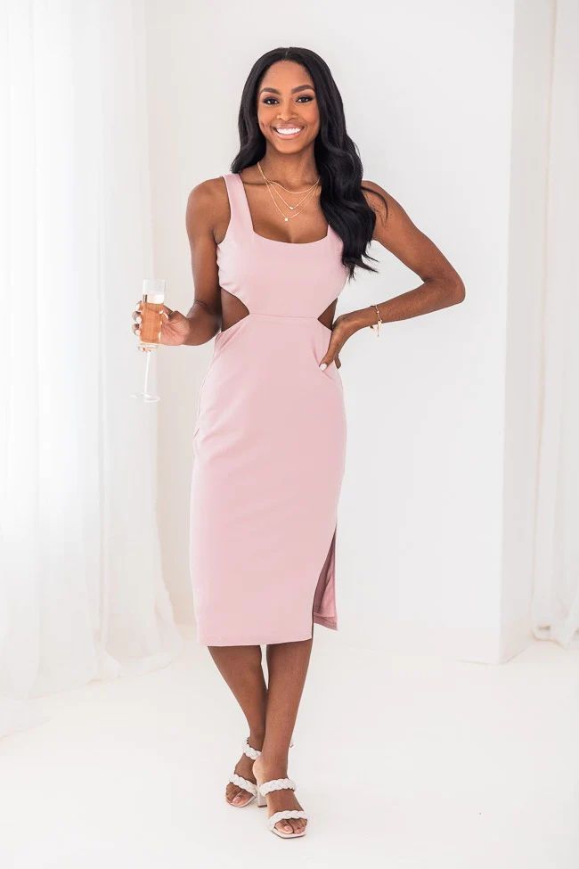 Marvelous Dance Blush Cutout Midi Dress | The Pink Lily Boutique