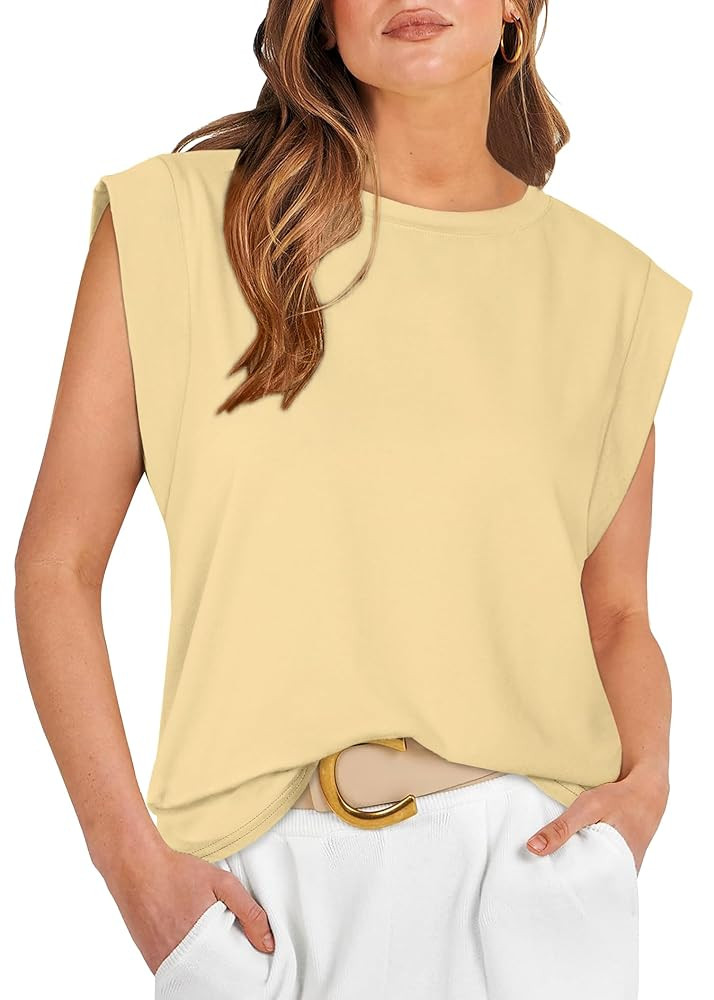 WIHOLL Cap Sleeve Tops for Women Summer Top Basic Tee Shirts Casual Tank Loose Fit 2025 Fashion | Amazon (US)