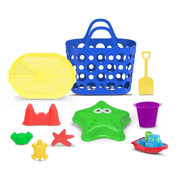 Play Day Beach Basket Set, 10 Piece Sand Toy Set | Walmart (US)