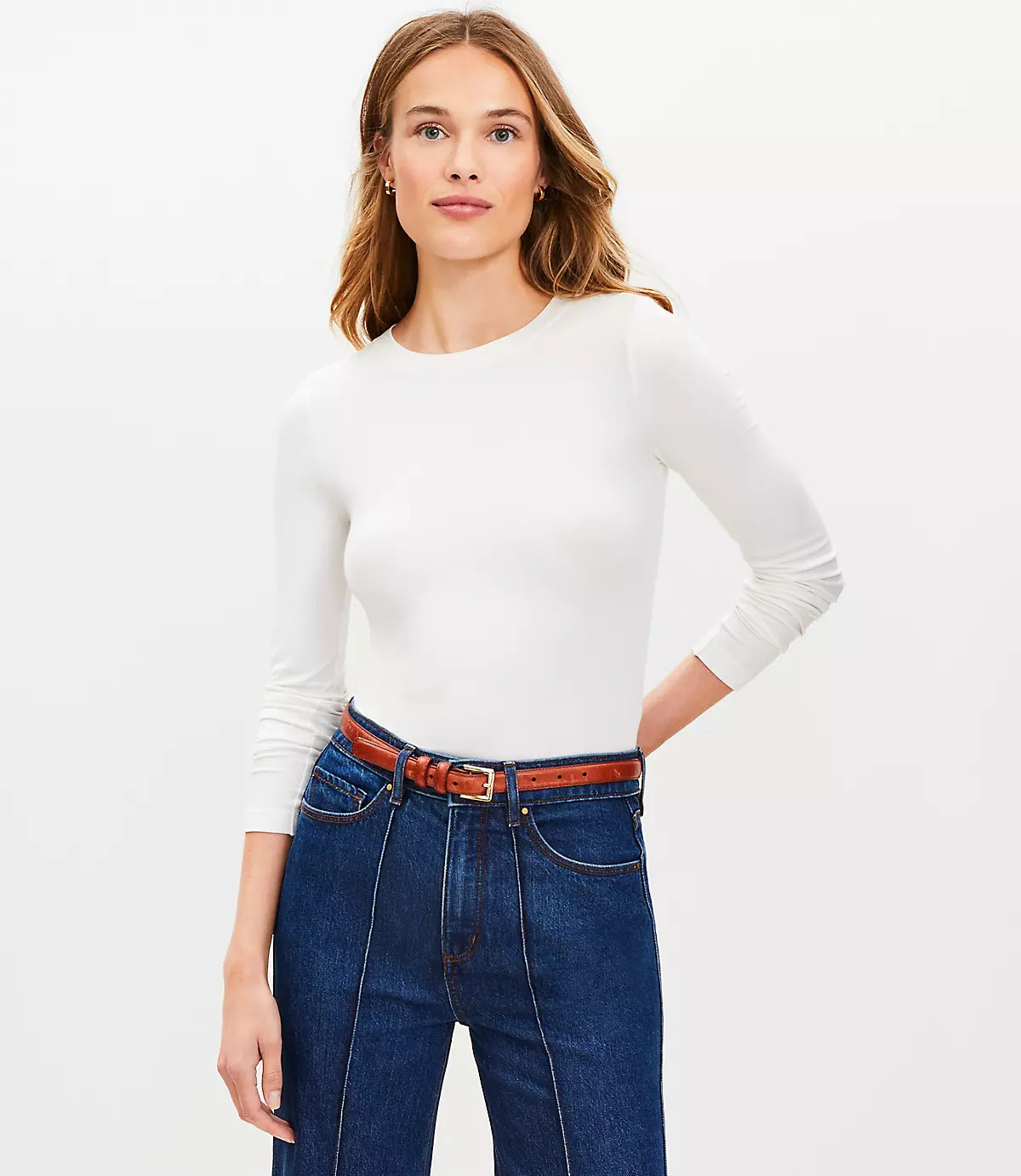 Petite Long Sleeve Crew Neck Tee | LOFT