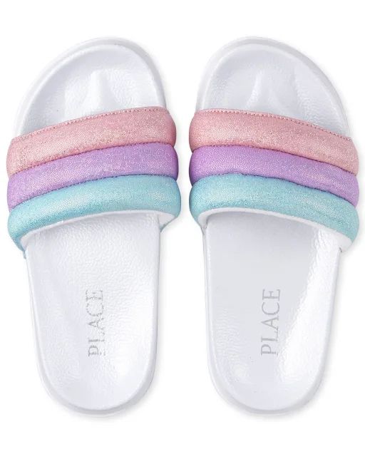 Girls Colorblock Puffy Slides - multi clr | The Children's Place