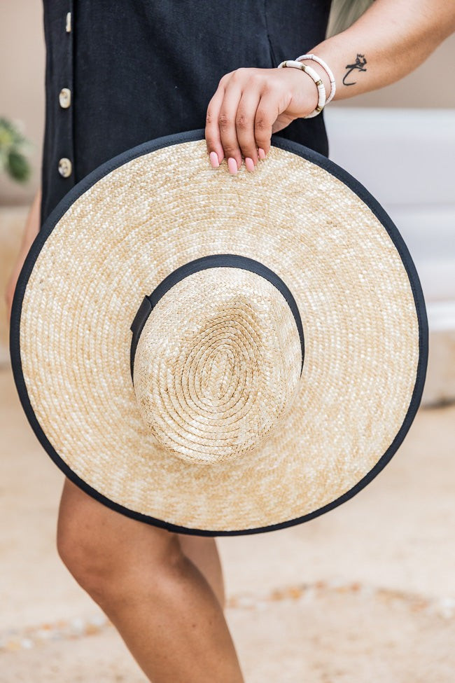 Sun Rays Black Band Straw Hat | Pink Lily