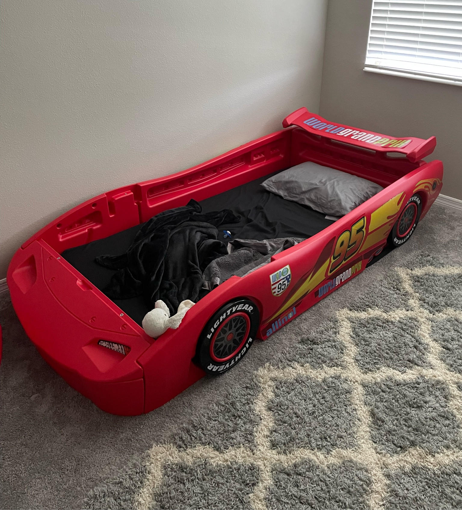 Lightning McQueen race car bed with mattress from Amazon. This is a twin size bed and perfect for any toddler  

#LTKstyletip #LTKBacktoSchool #LTKkids