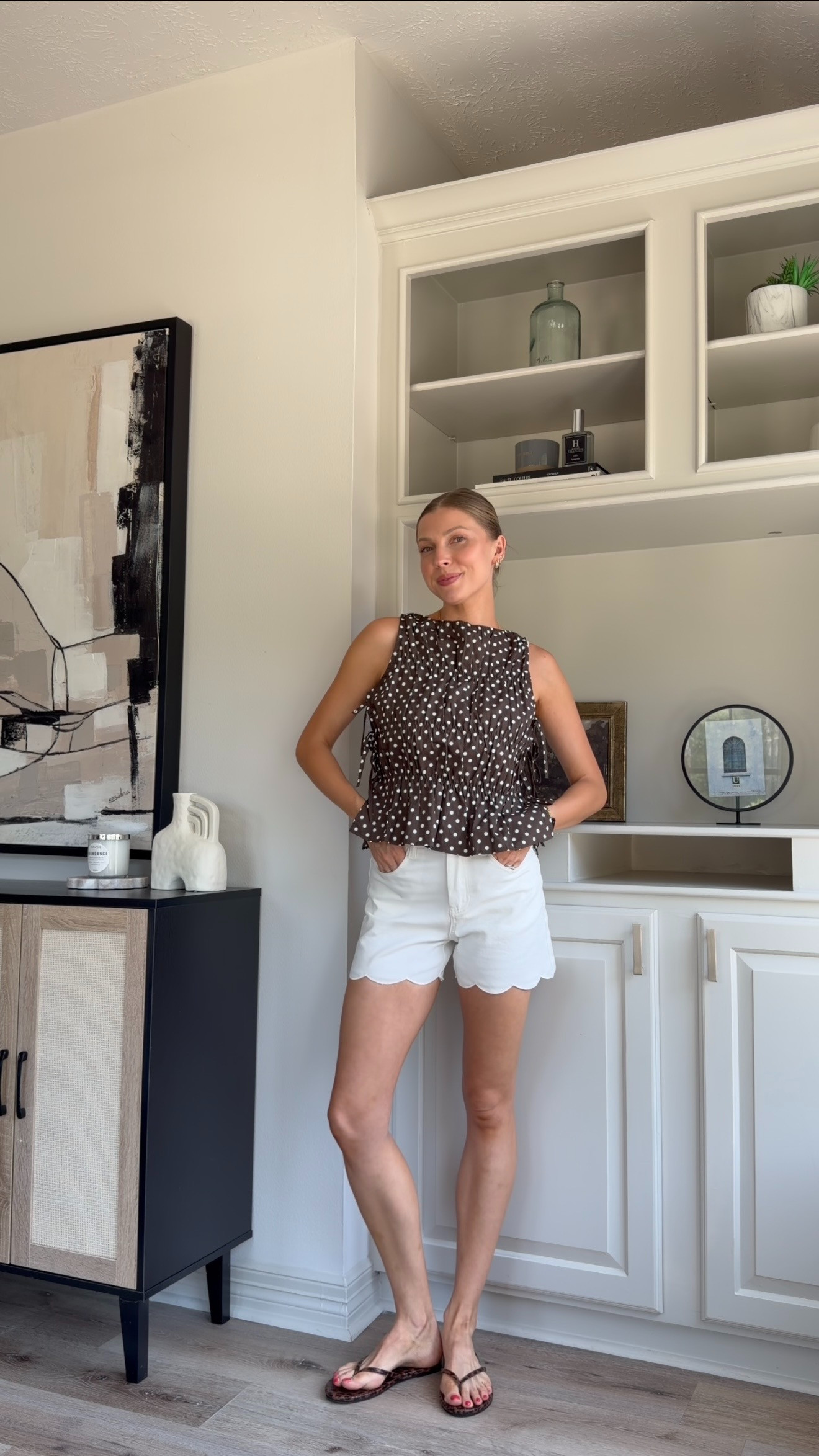 Cutest polka dot top - has side ties so super nursing friendly! S in top and 2 in shorts  

 #LTKootd