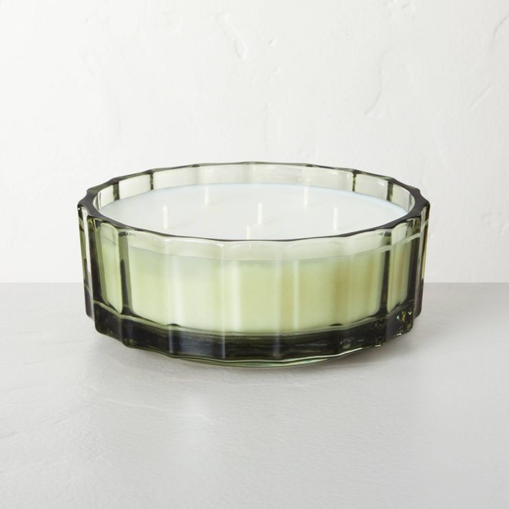 6-Wick Fluted Glass Fireside Spruce Seasonal Jar Candle Green 32oz - Hearth &#38; Hand&#8482; wit... | Target