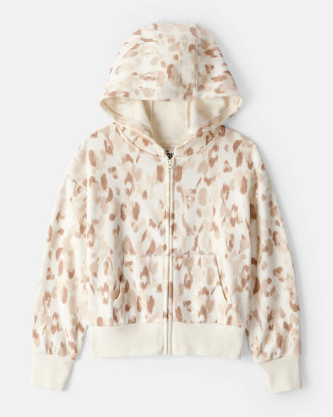 Girls  DayDream Fleece Leopard Print Hooded Zip-Up Jacket - Cream | Carter's Inc