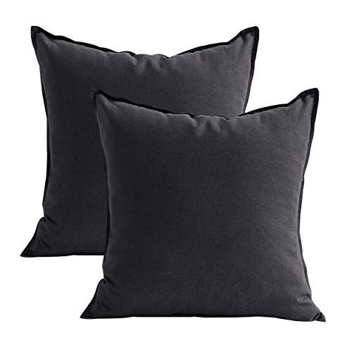Jeanerlor Set of 2 Decorative Cotton Linen Couch Throw Pillow Case 26"x26" Sofa Pillow Durable Classy, Comfortable Cushion Cover for Living Room Car (65 x 65cm) Dark Grey | Amazon (US)