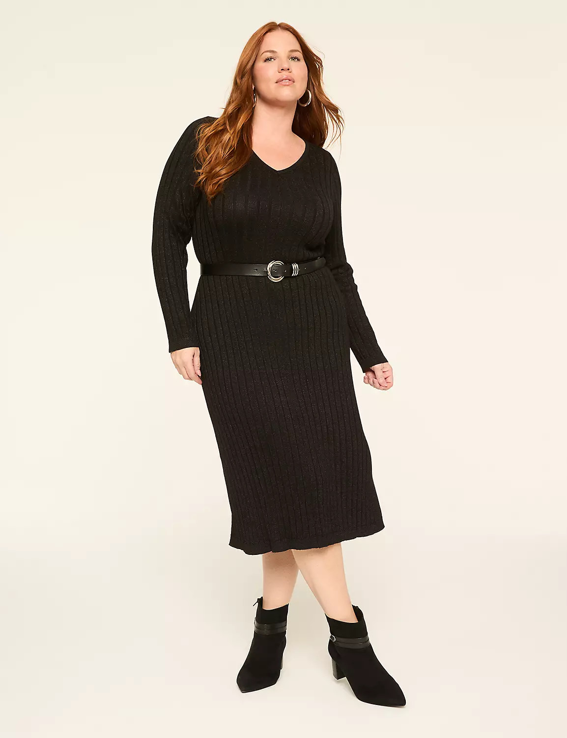 Lurex Shimmer Rib Sweater Midi Dress | LaneBryant | Lane Bryant (US)