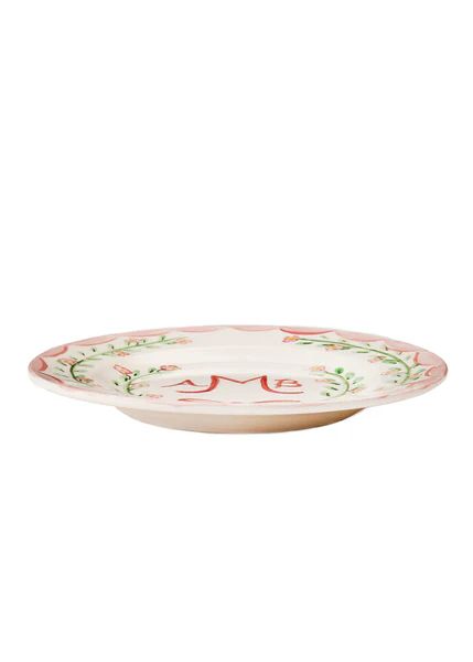 Monogram Dinner Plate Pink, 10" | Over The Moon