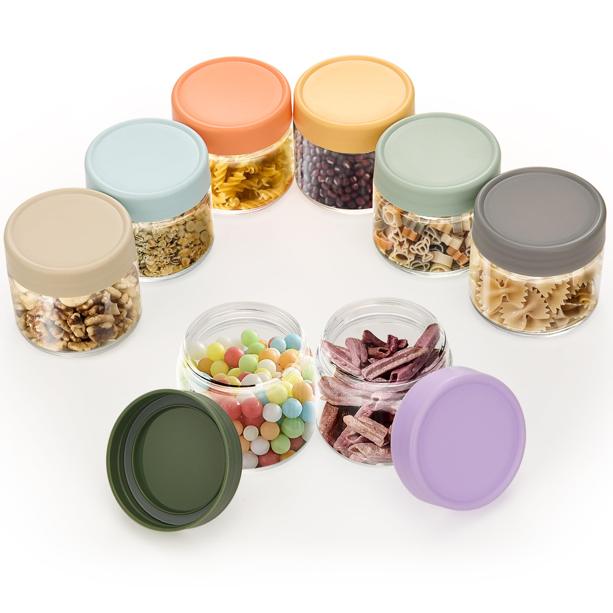 Lulonpon 8-Pack Thick Glass 2oz Mini Mason Jars with Lids - Airtight Condiment Containers, Salad ... | Amazon (US)