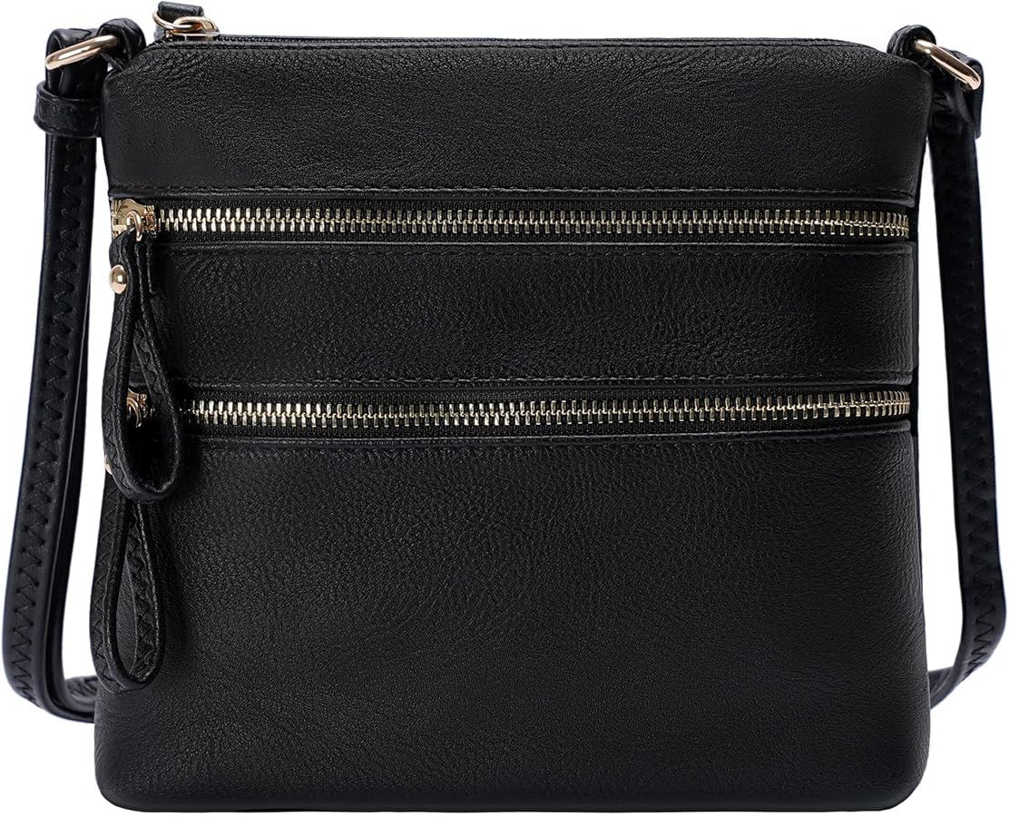 Small Multi Zipper Pocket Crossbody Bag with Adjustable Strap, Lightweight Travel Purse, Daily Sm... | Amazon (US)